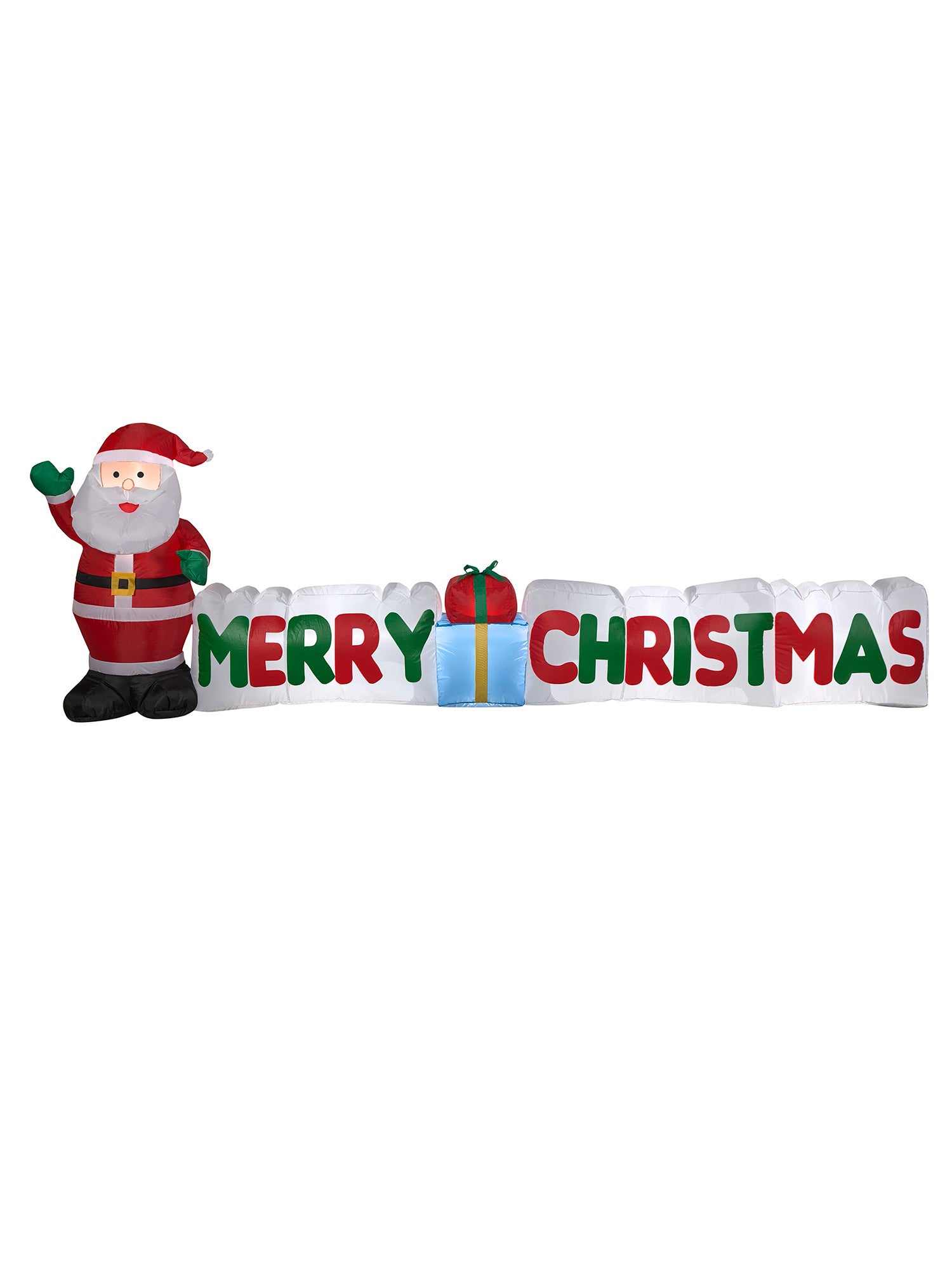 9 Foot Merry Christmas Santa Light Up Inflatable Lawn Decoration - costumes.com