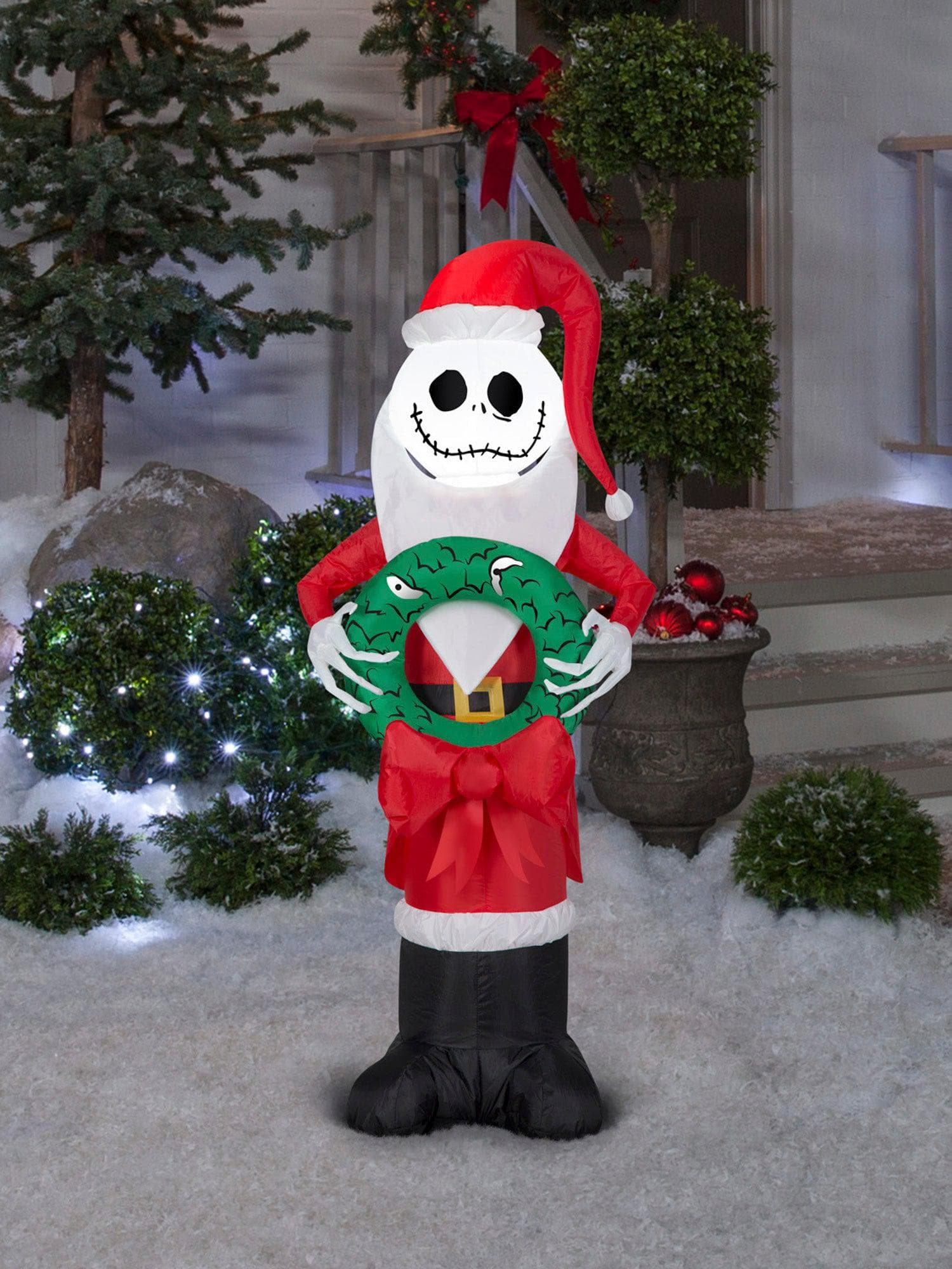 4 Foot The Nightmare Before Christmas Jack Skellington's Wreath Light Up Christmas Inflatable Lawn Decor - costumes.com