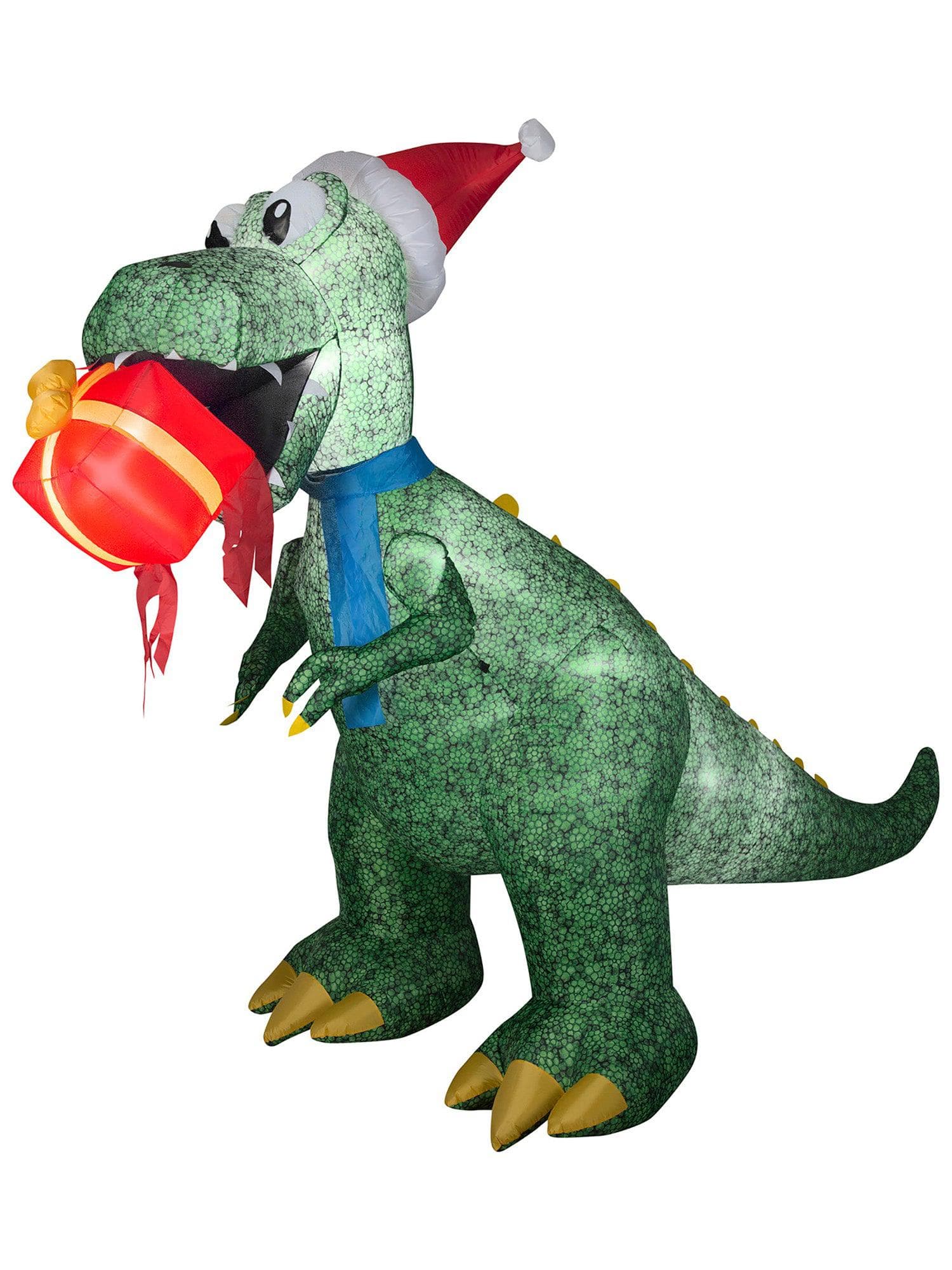 7 Foot T-Rex Light Up Christmas Inflatable Lawn Decor - costumes.com