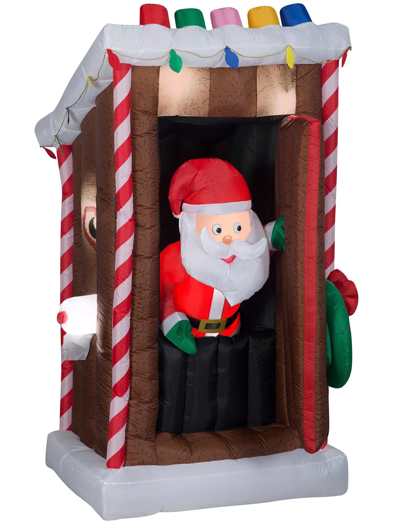 6 Foot Santa's Outhouse Light Up Christmas Inflatable Lawn Decor - costumes.com