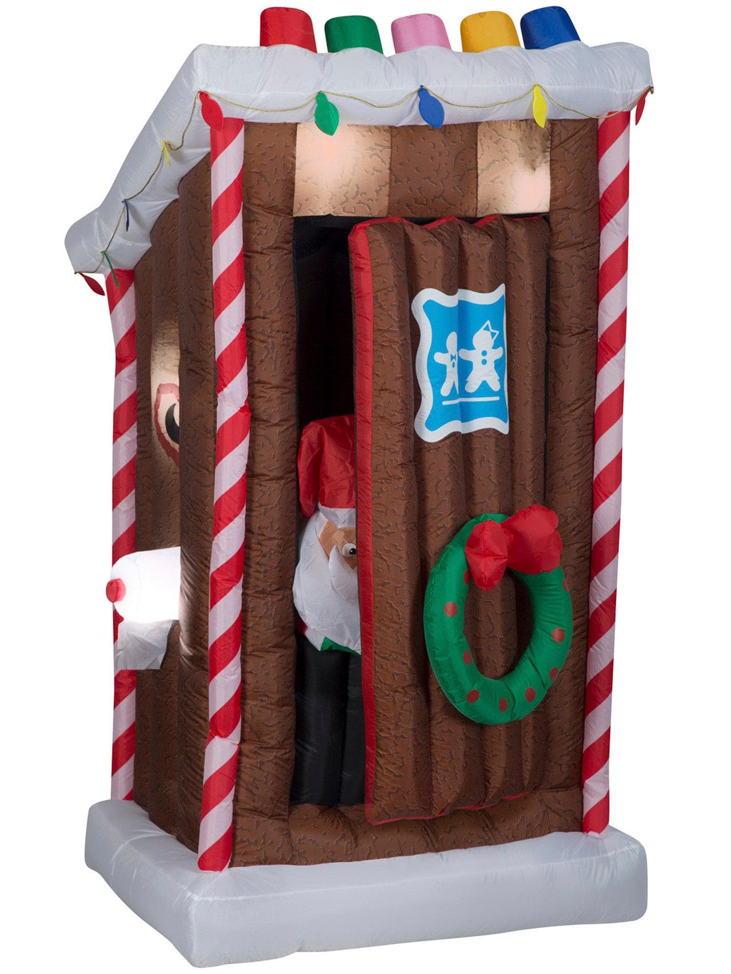 6 Foot Santa's Outhouse Light Up Christmas Inflatable Lawn Decor - costumes.com