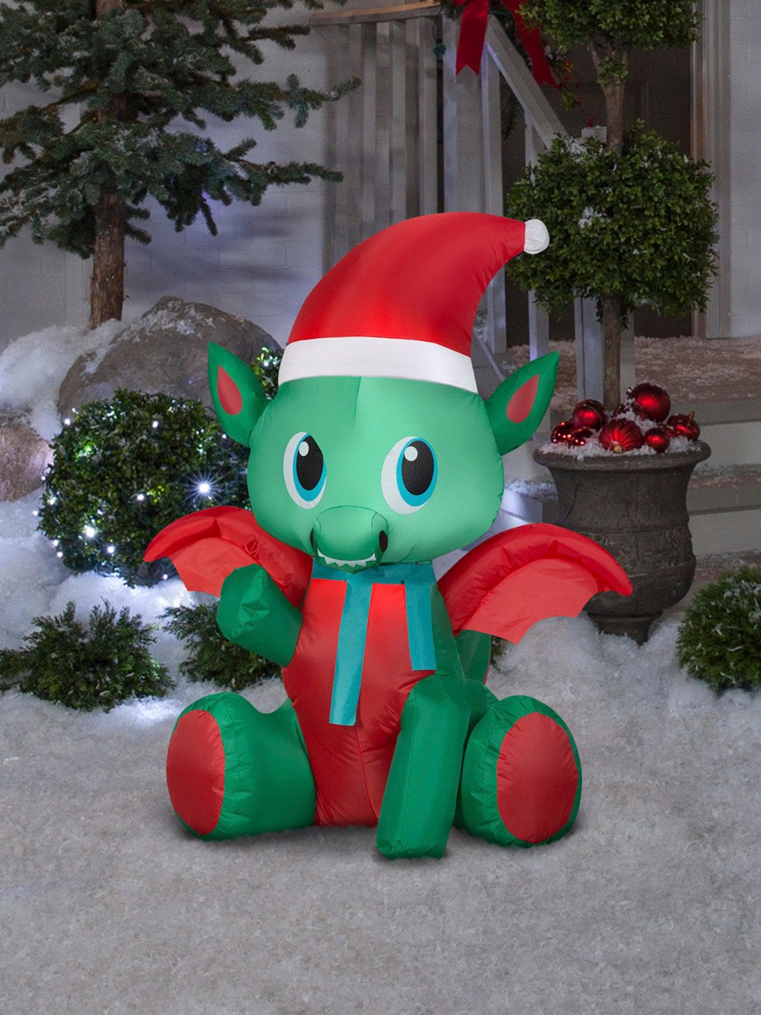 3.5 Foot Baby Dragon Light Up Christmas Inflatable Lawn Decor - costumes.com