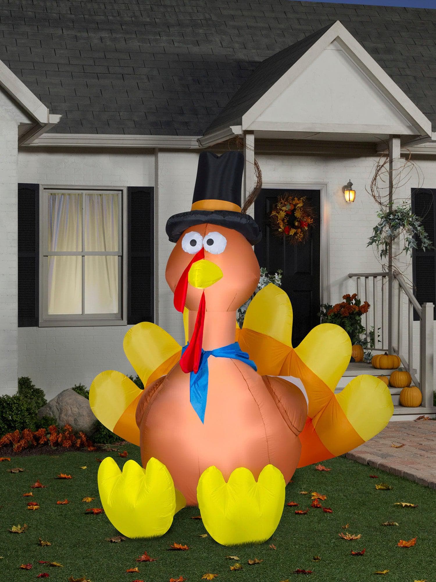 8.5 Foot Harvest Turkey Light Up Thanksgiving Inflatable Lawn Decor - costumes.com