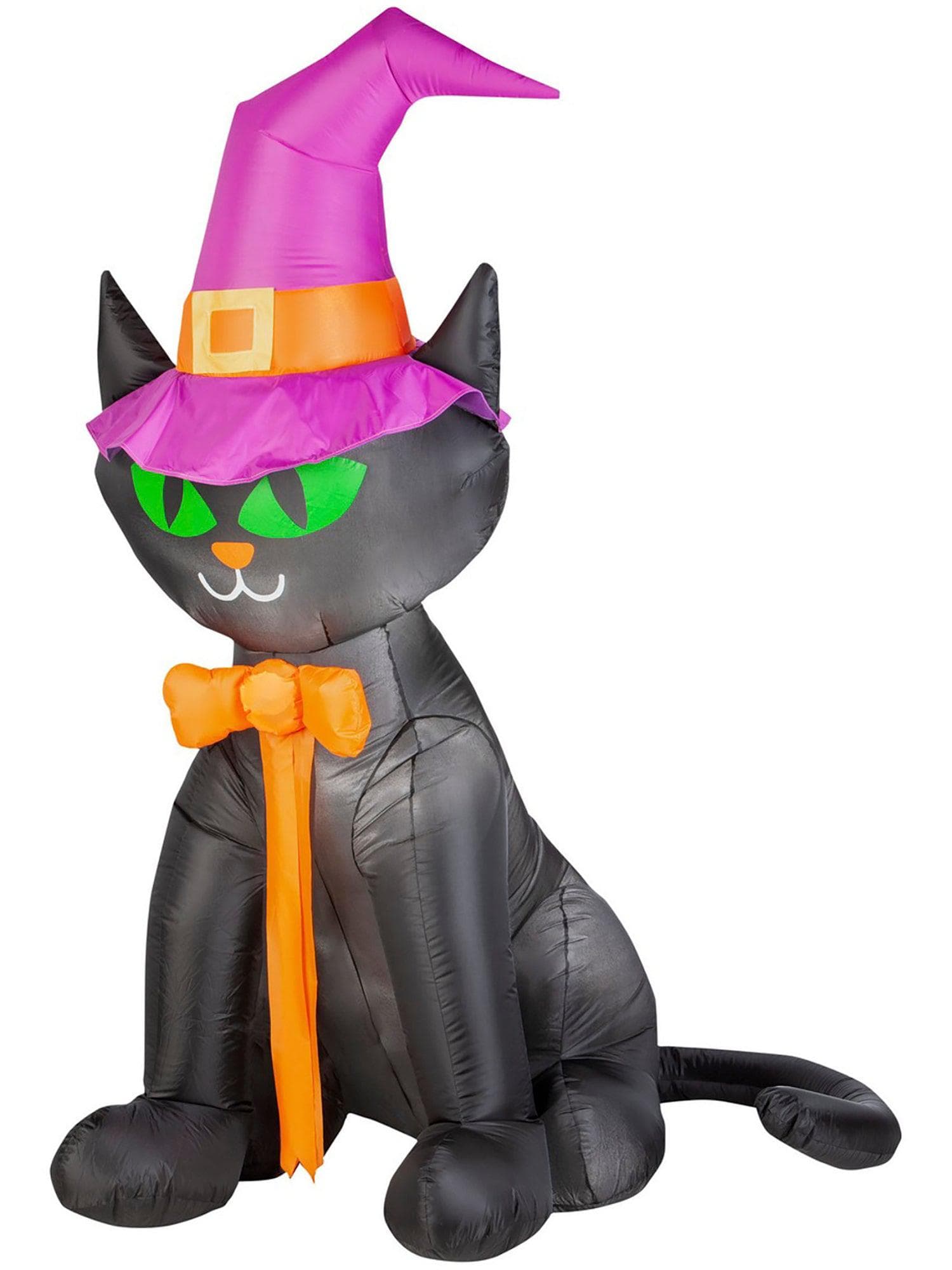 6.5 Foot Kitty Cat Witch Light Up Halloween Inflatable Lawn Decor - costumes.com