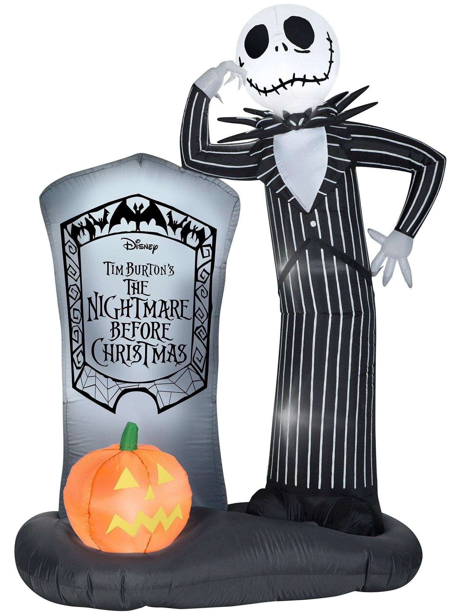 6 Foot The Nightmare Before Christmas Jack Skellington's Tombstone Light Up Halloween Inflatable Lawn Decor - costumes.com