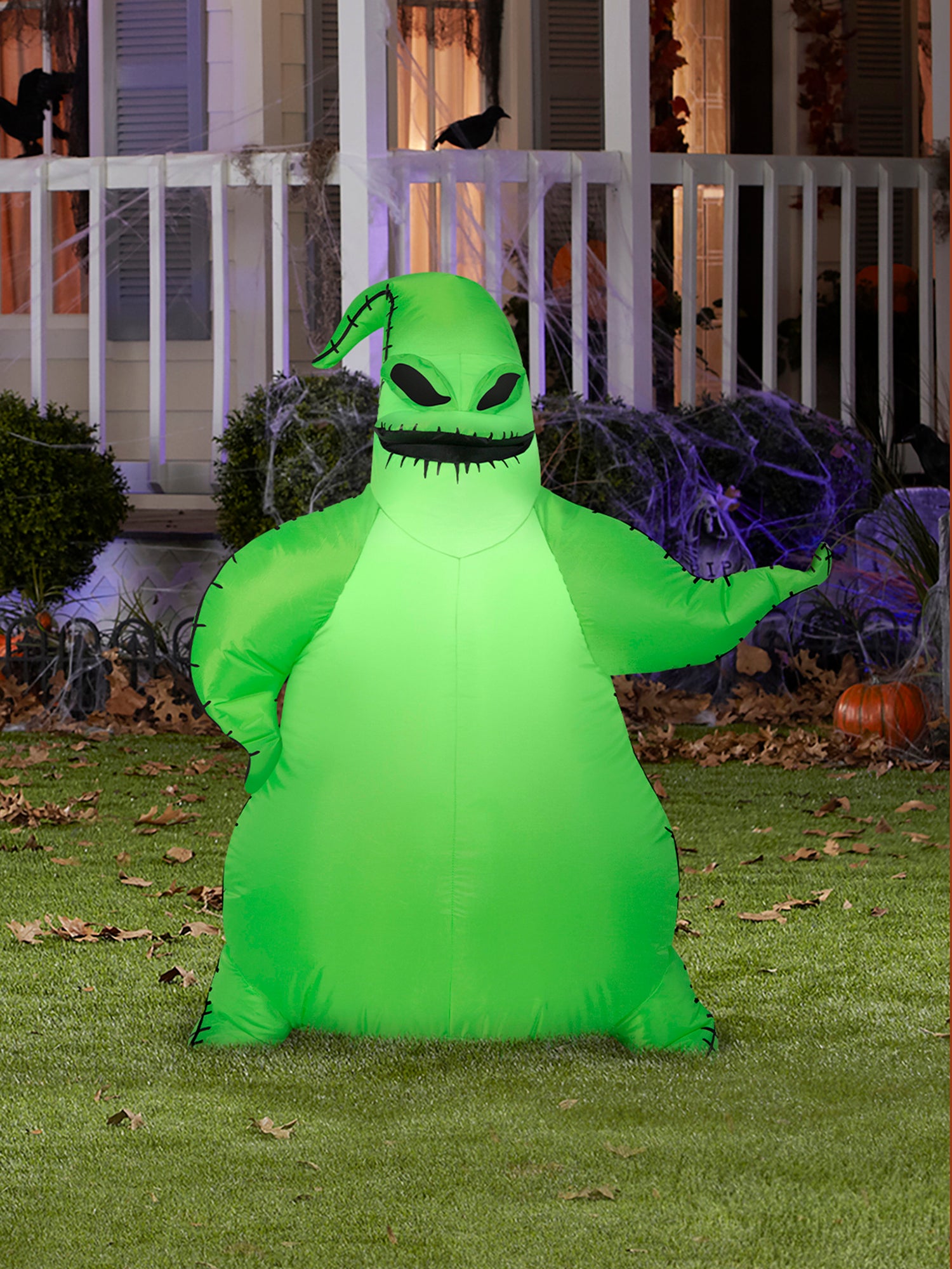 3.5 Foot The Nightmare Before Christmas Green Oogie Boogie Light Up Halloween Inflatable Lawn Decor - costumes.com