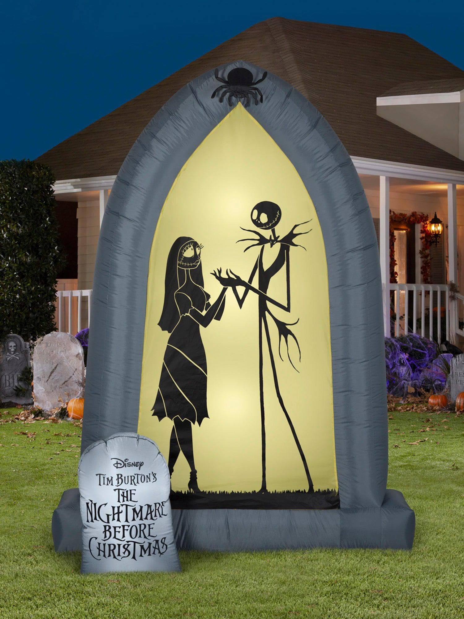 7 Foot The Nightmare Before Christmas Jack and Sally Silhouette Light Up Halloween Inflatable Lawn Decor - costumes.com