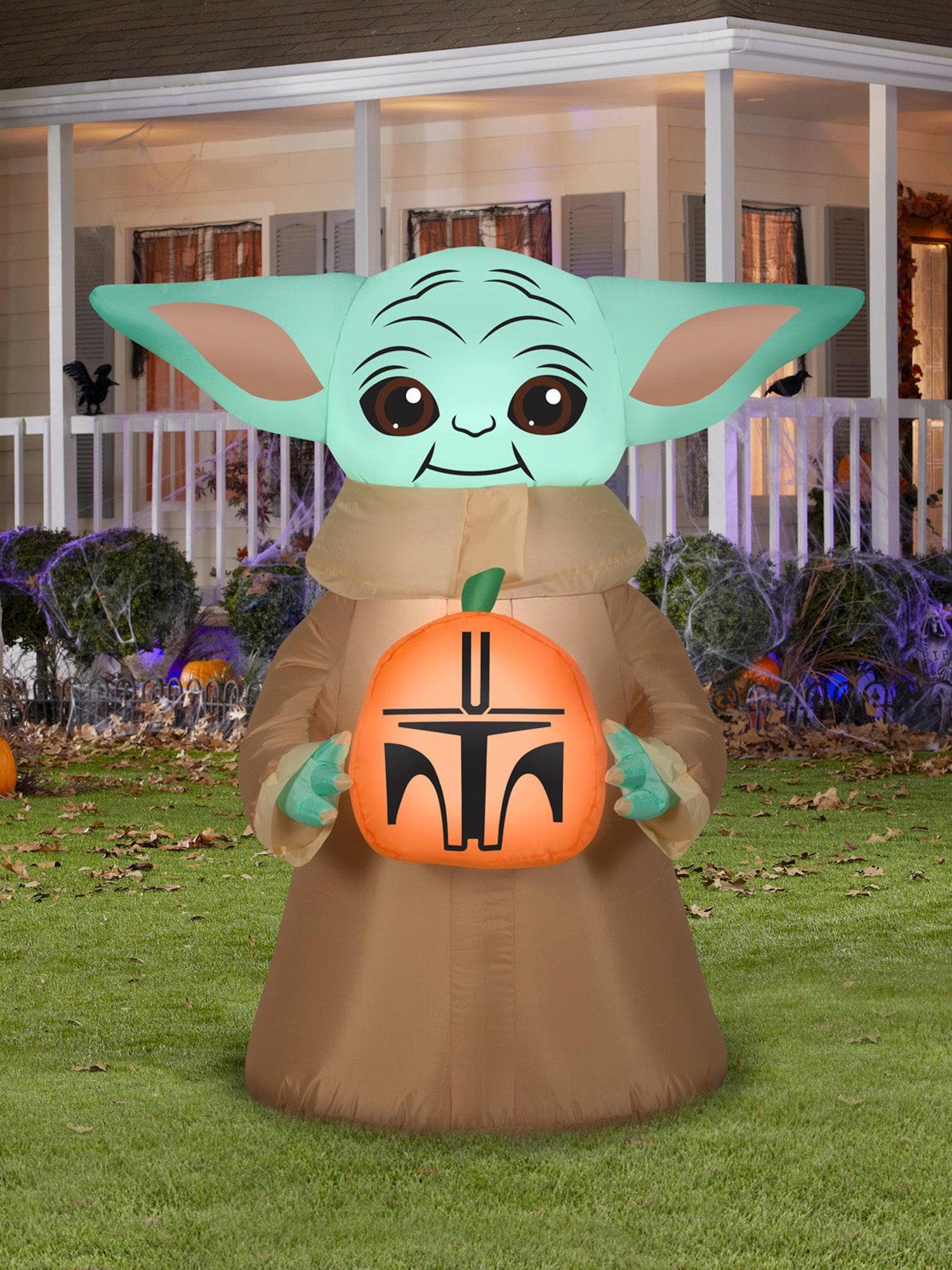 3.5 Foot Star Wars The Child & Pumpkin Light Up Halloween Inflatable Lawn Decor - costumes.com