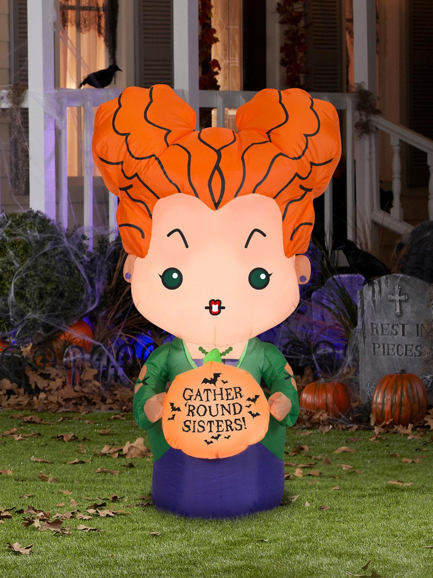 3.5 Foot Hocus Pocus Winifred Sanderson Light Up Halloween Inflatable Lawn Decor - costumes.com