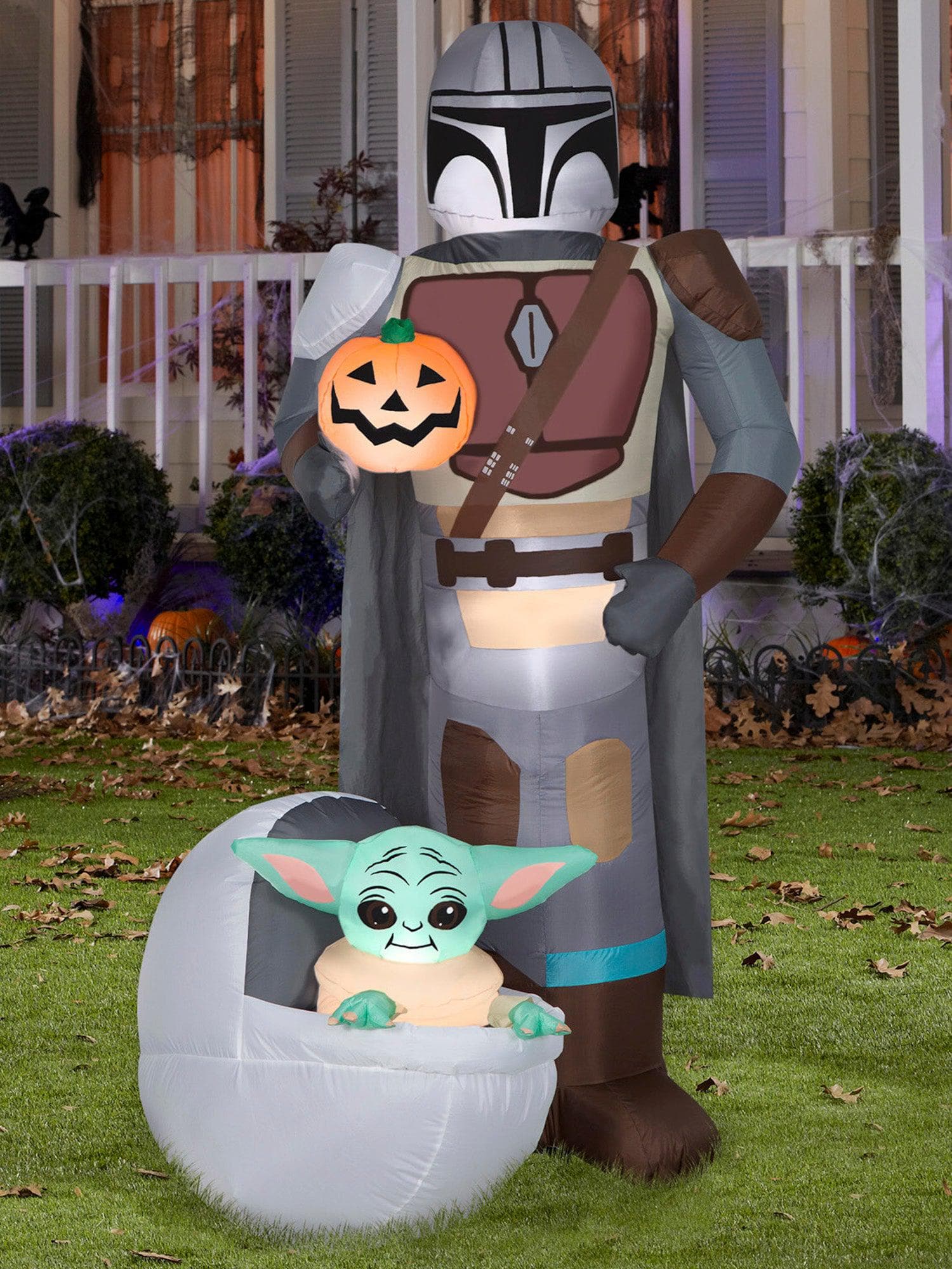 6.5 Foot Star Wars The Child & Mandalorian Light Up Halloween Inflatable Lawn Decor - costumes.com