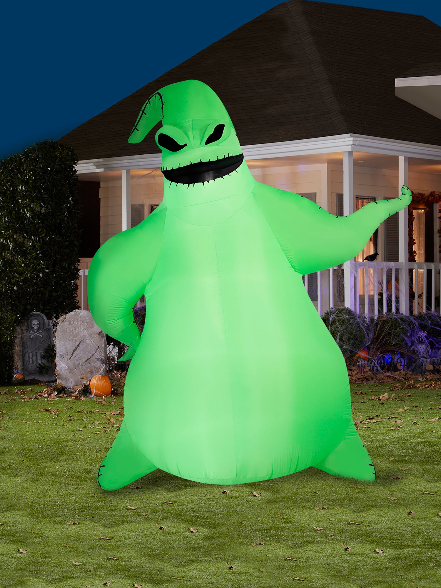 10.5 Foot The Nightmare Before Christmas Green Oogie Boogie Light Up Halloween Inflatable Lawn Decor - costumes.com