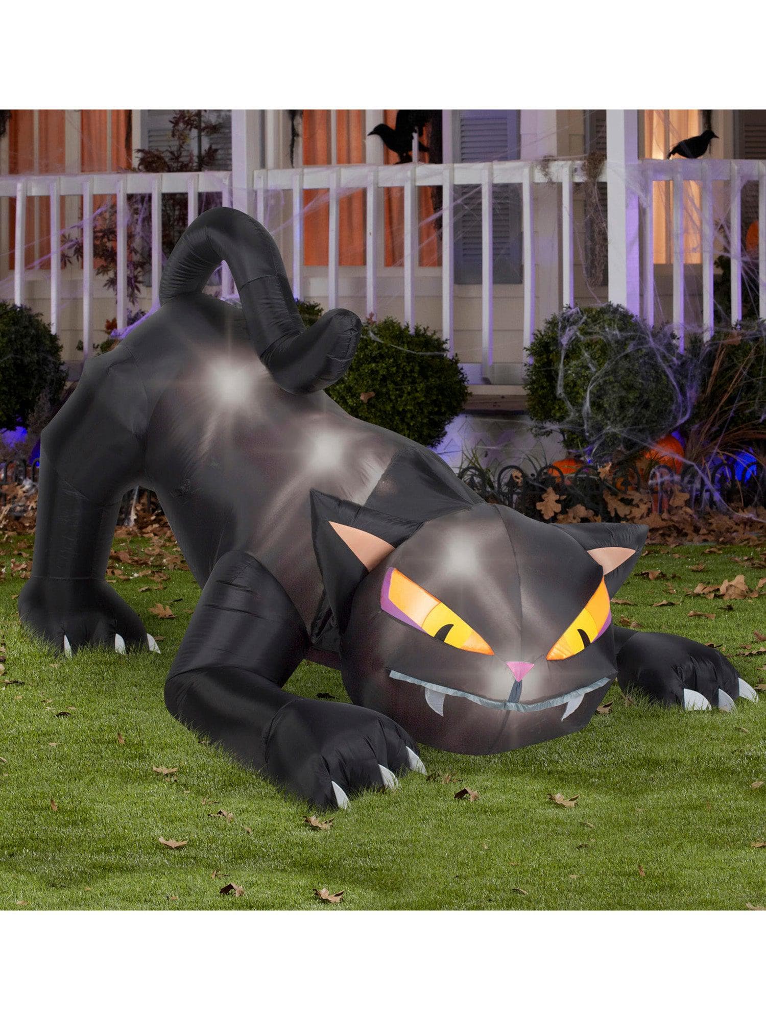 6 Foot Animated Scary Cat Light Up Halloween Inflatable Lawn Decor - costumes.com