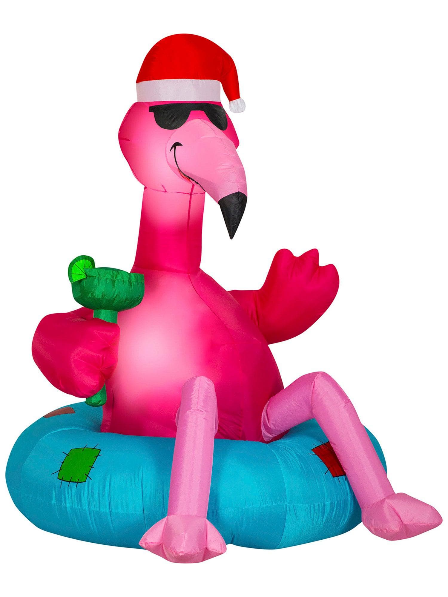 5 Foot Tubing Flamingo Light Up Christmas Inflatable Lawn Decor - costumes.com