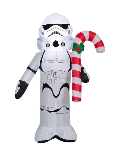 3.5 Foot Star Wars Stormtrooper with Candy Cane Light Up Christmas Inflatable Lawn Decoration