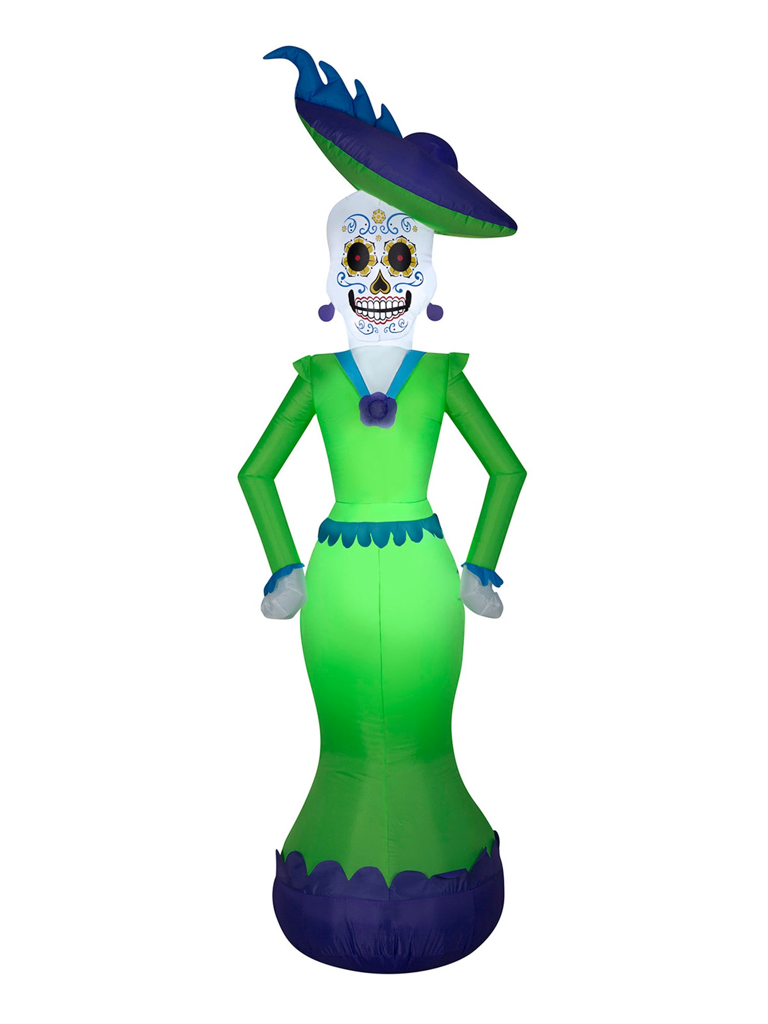 7 Foot Day of the Dead Lady Light Up Halloween Inflatable Lawn Decoration - costumes.com