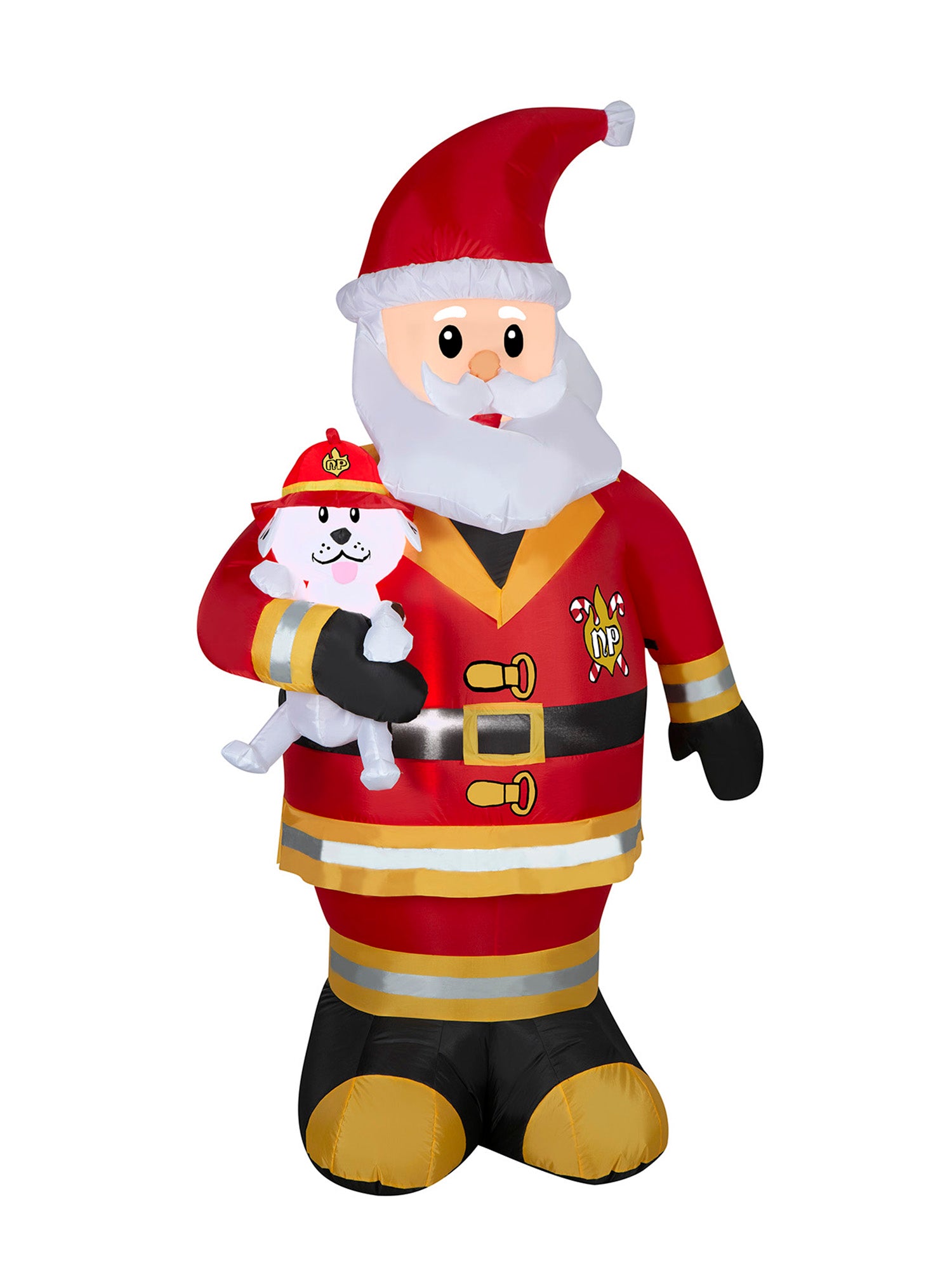 7 Foot Firefighter Santa Light Up Christmas Inflatable Lawn Decoration - costumes.com