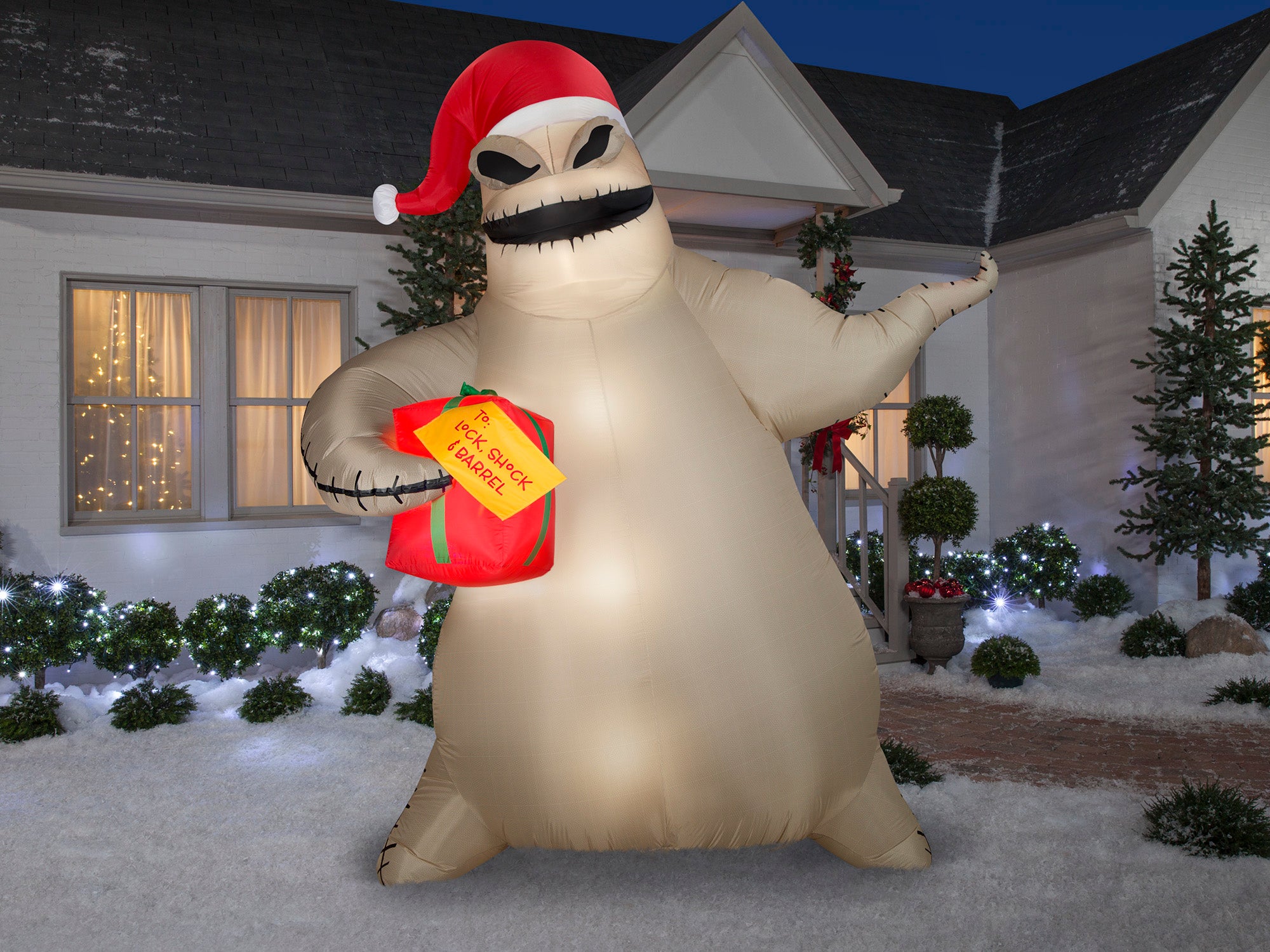 10.5 Foot The Nightmare Before Christmas Oogie Boogie Light Up Inflatable Lawn Decoration - costumes.com