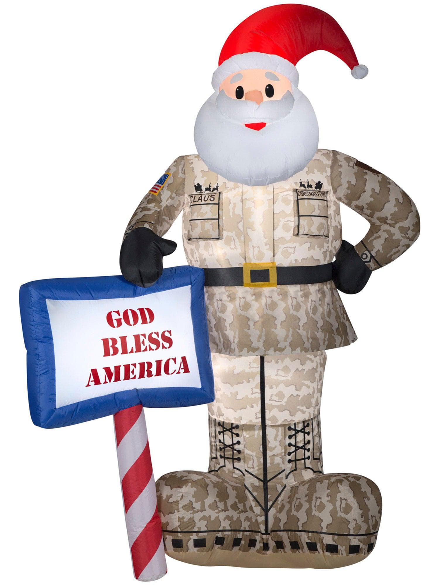 7 Foot Military Santa Light Up Christmas Inflatable Lawn Decor - costumes.com