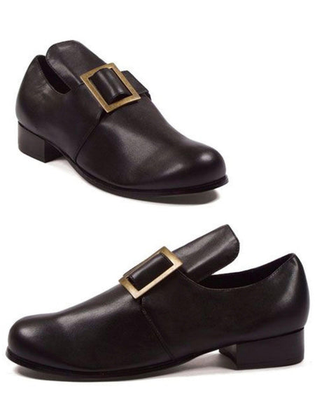 Adult Black Buckled Colonial Shoes