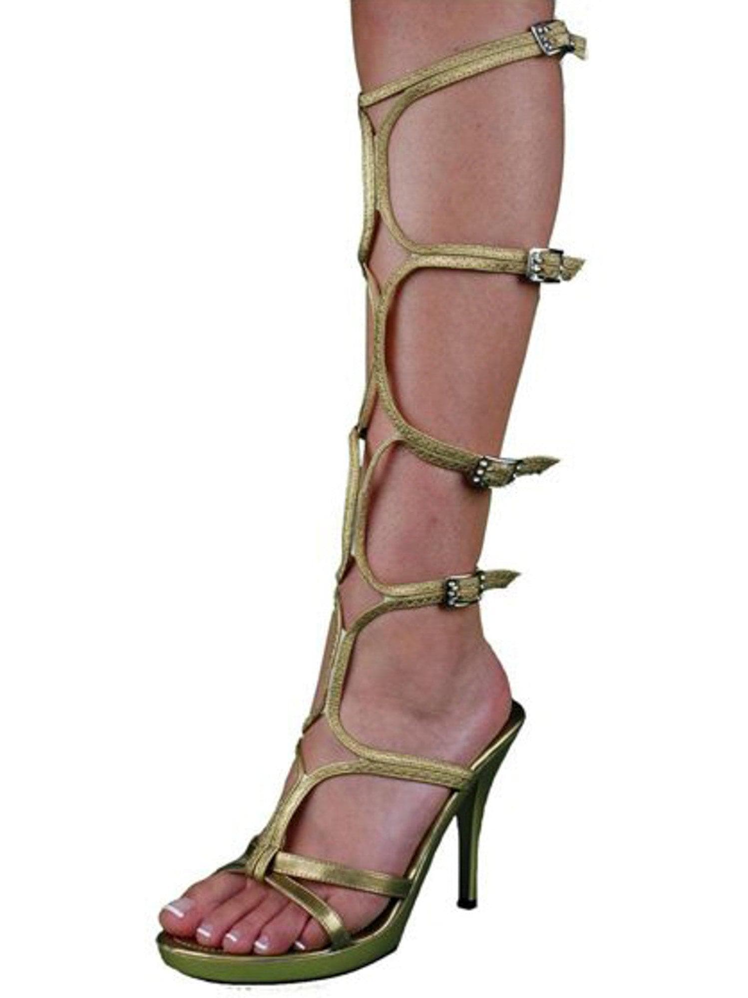 Adult Sexy Gold Gladiator Heeled Shoes - costumes.com
