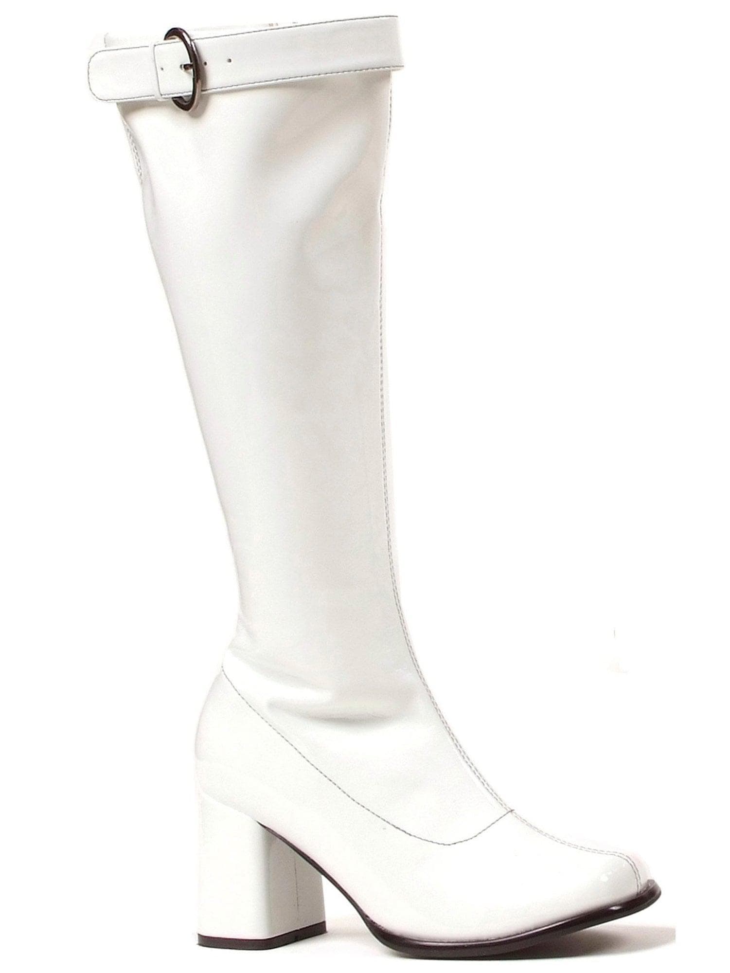 Adult White Wide Width/Calf Patent Go Go Boots - costumes.com
