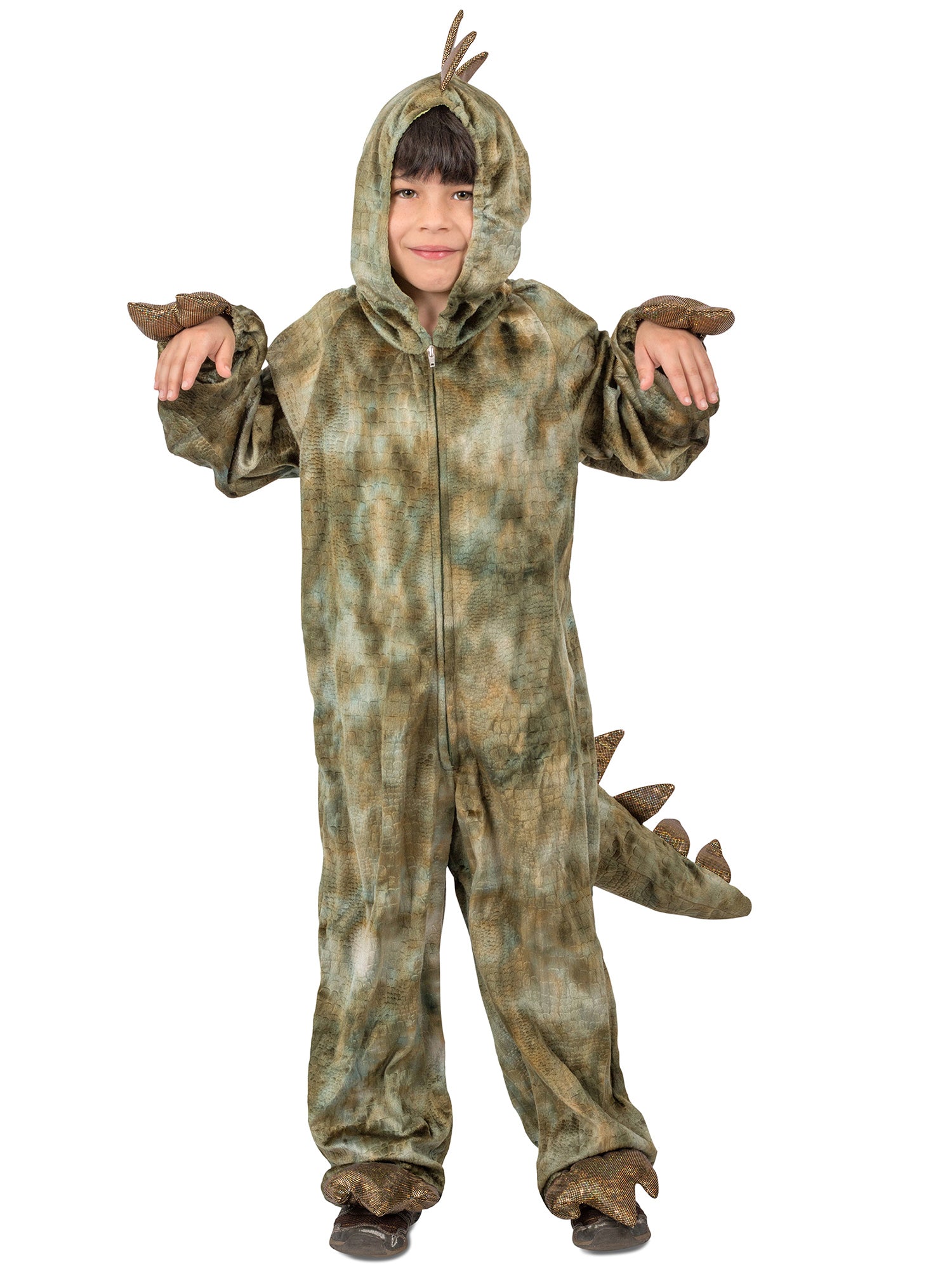 Boys' T-Rex Dinosaur Hooded Jumpsuit - costumes.com