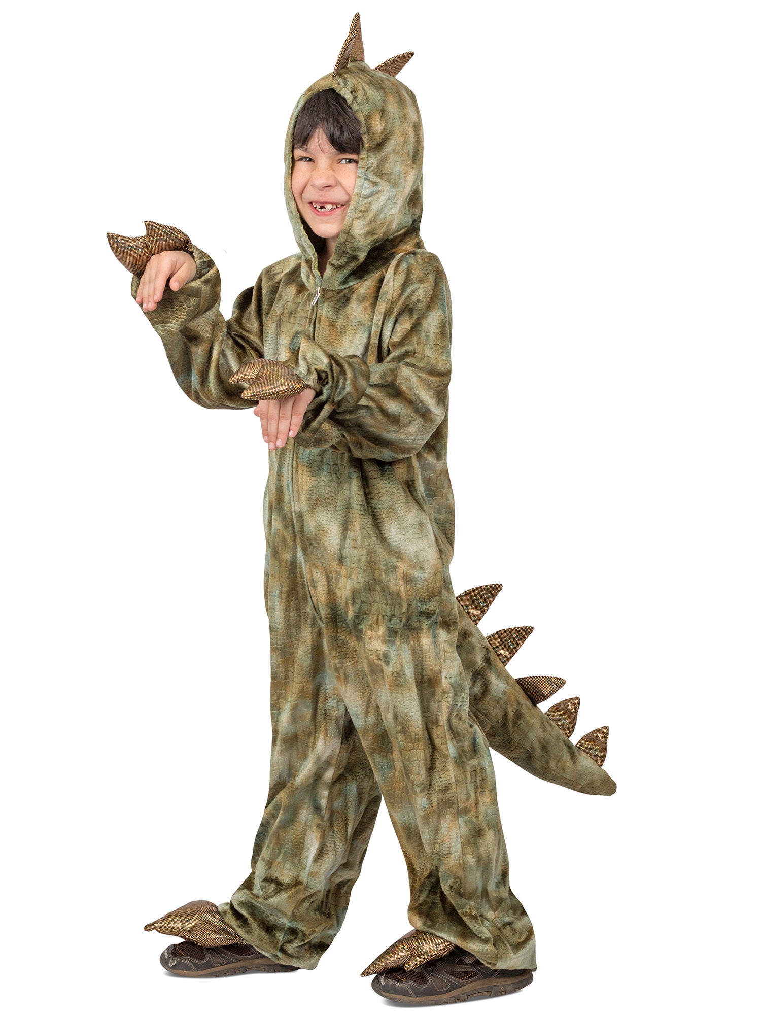 Boys' T-Rex Dinosaur Hooded Jumpsuit - costumes.com
