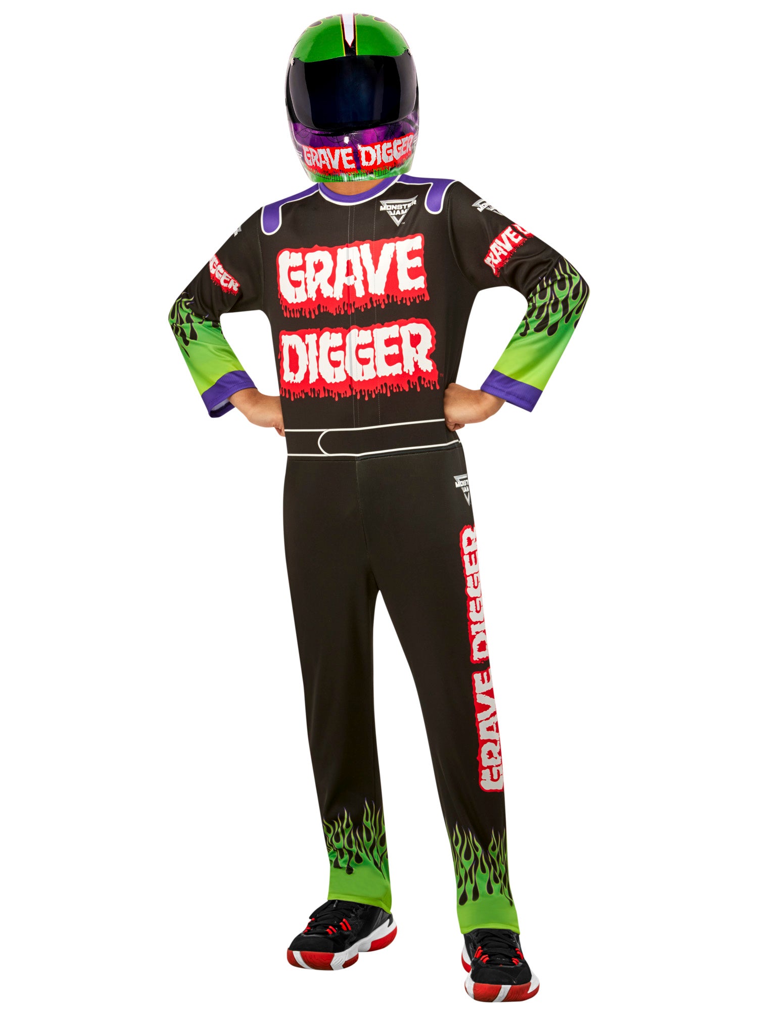 Custom Monster Jam costumes, like the one shown here, are designed to capture the bold spirit of the sport, representing both the driver’s persona and the intense spectacle of the event.
