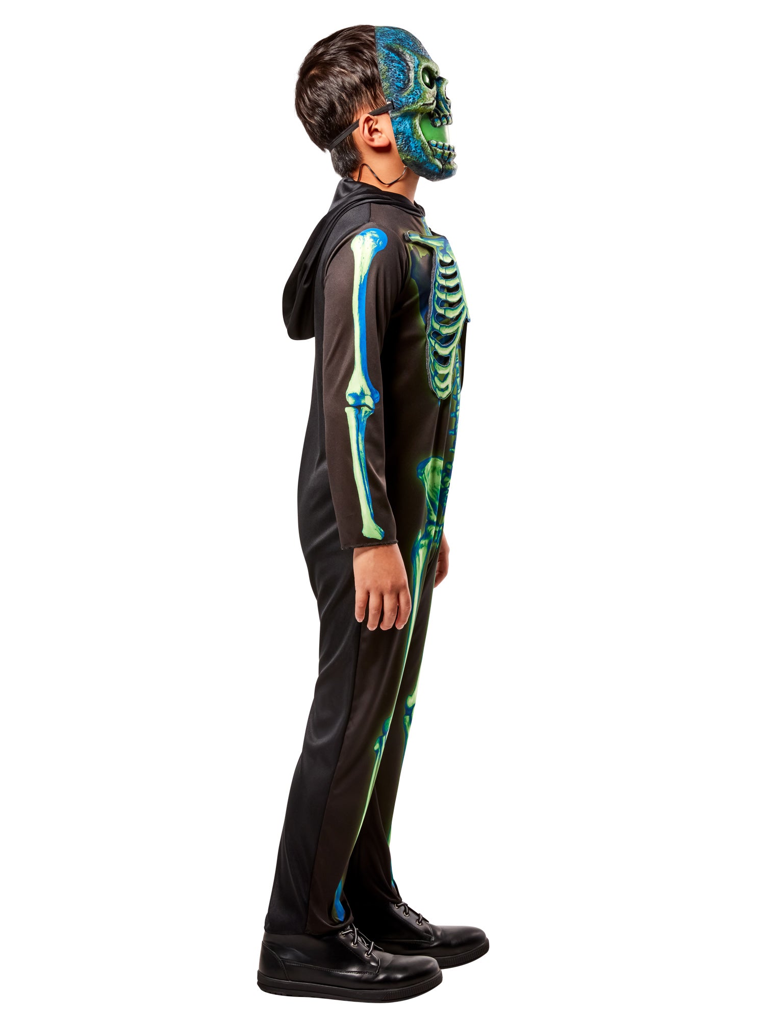 Boys' Neon Skeleton Costume with Light Up Mask - costumes.com