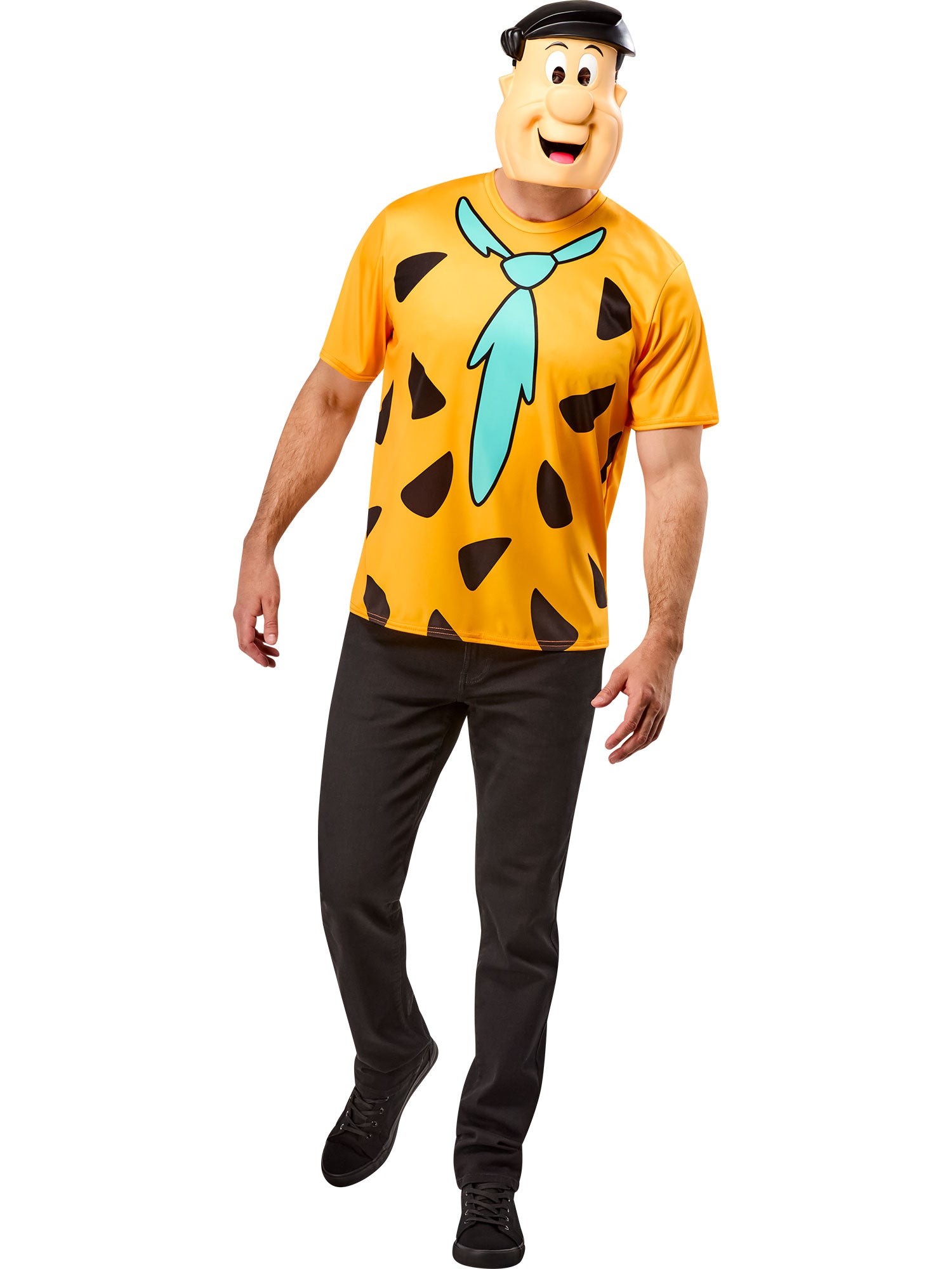 Men's The Flintstones Ben Cooper Fred Flintstone T-Shirt and Half Mask - costumes.com