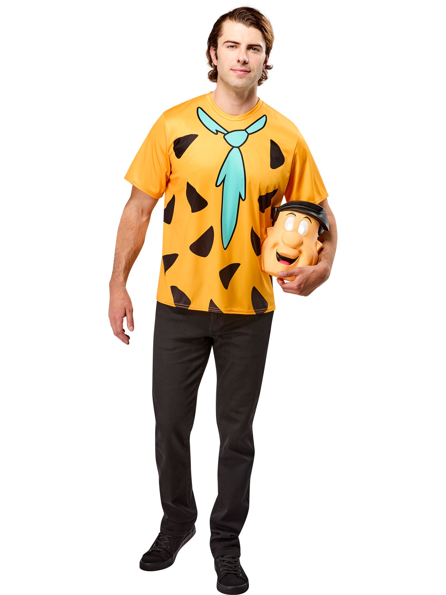 Men's The Flintstones Ben Cooper Fred Flintstone T-Shirt and Half Mask - costumes.com