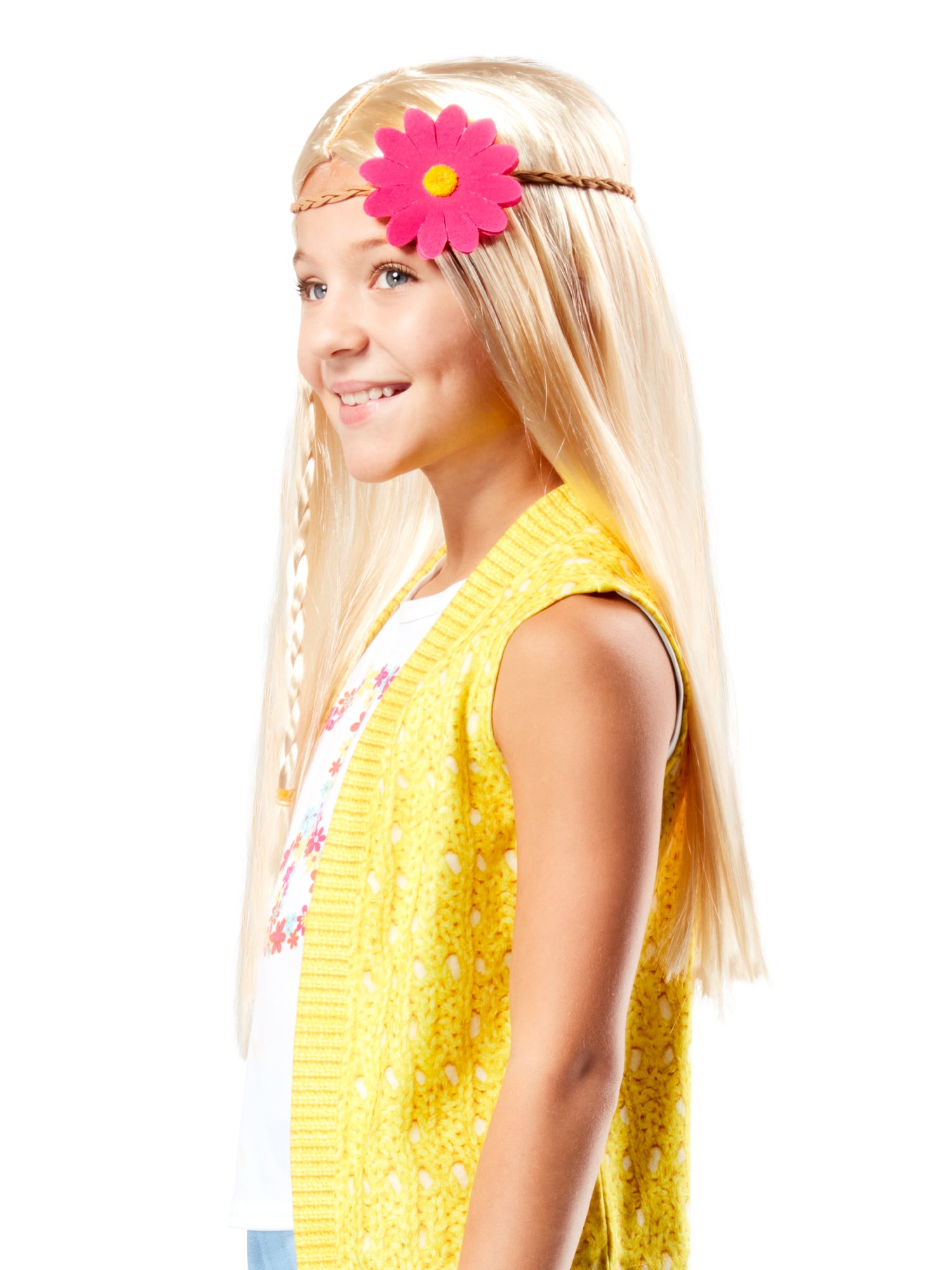 Girls' American Girl Julie Albright Hippie Blonde Wig with Braid - costumes.com