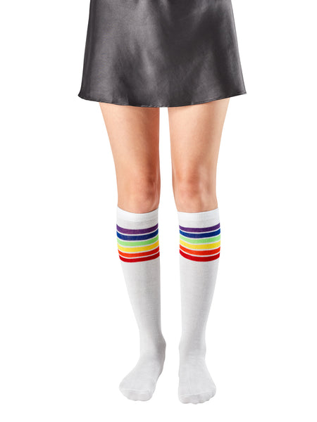 Adult Rainbow Pride Striped Knee High Socks