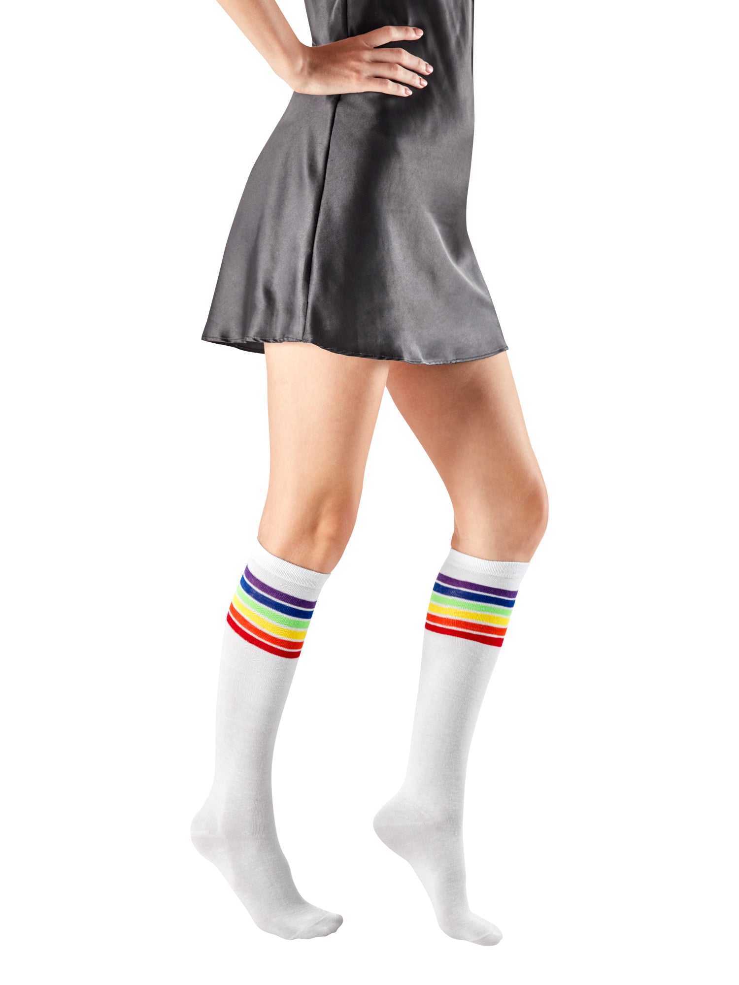 Adult Rainbow Pride Striped Knee High Socks - costumes.com