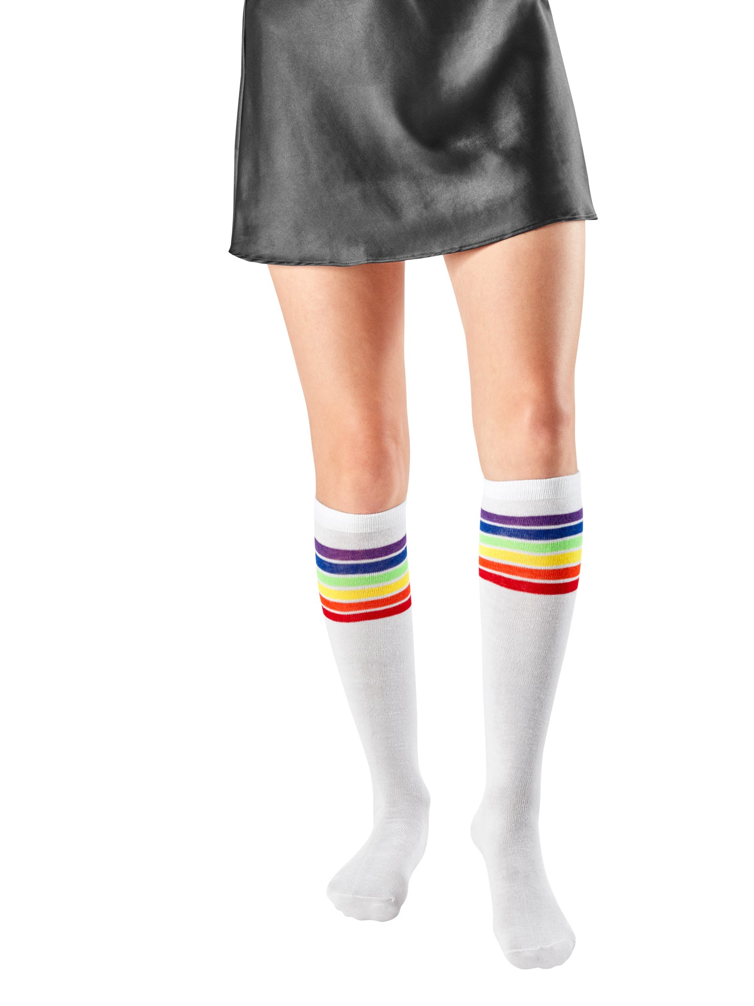 Adult Rainbow Pride Striped Knee High Socks - costumes.com