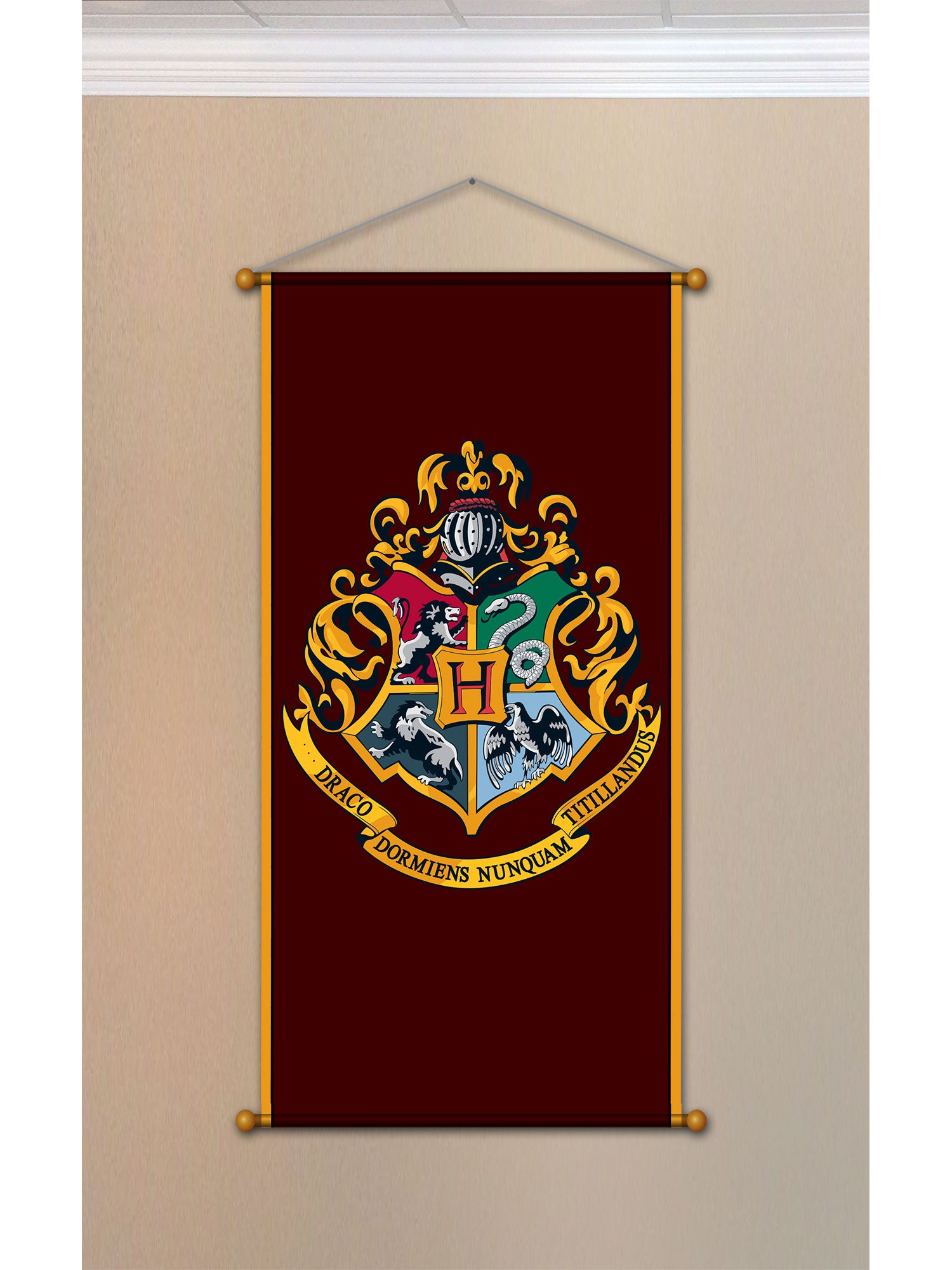 33-inch Harry Potter Hogwarts Crest Hanging Banner Decoration - costumes.com