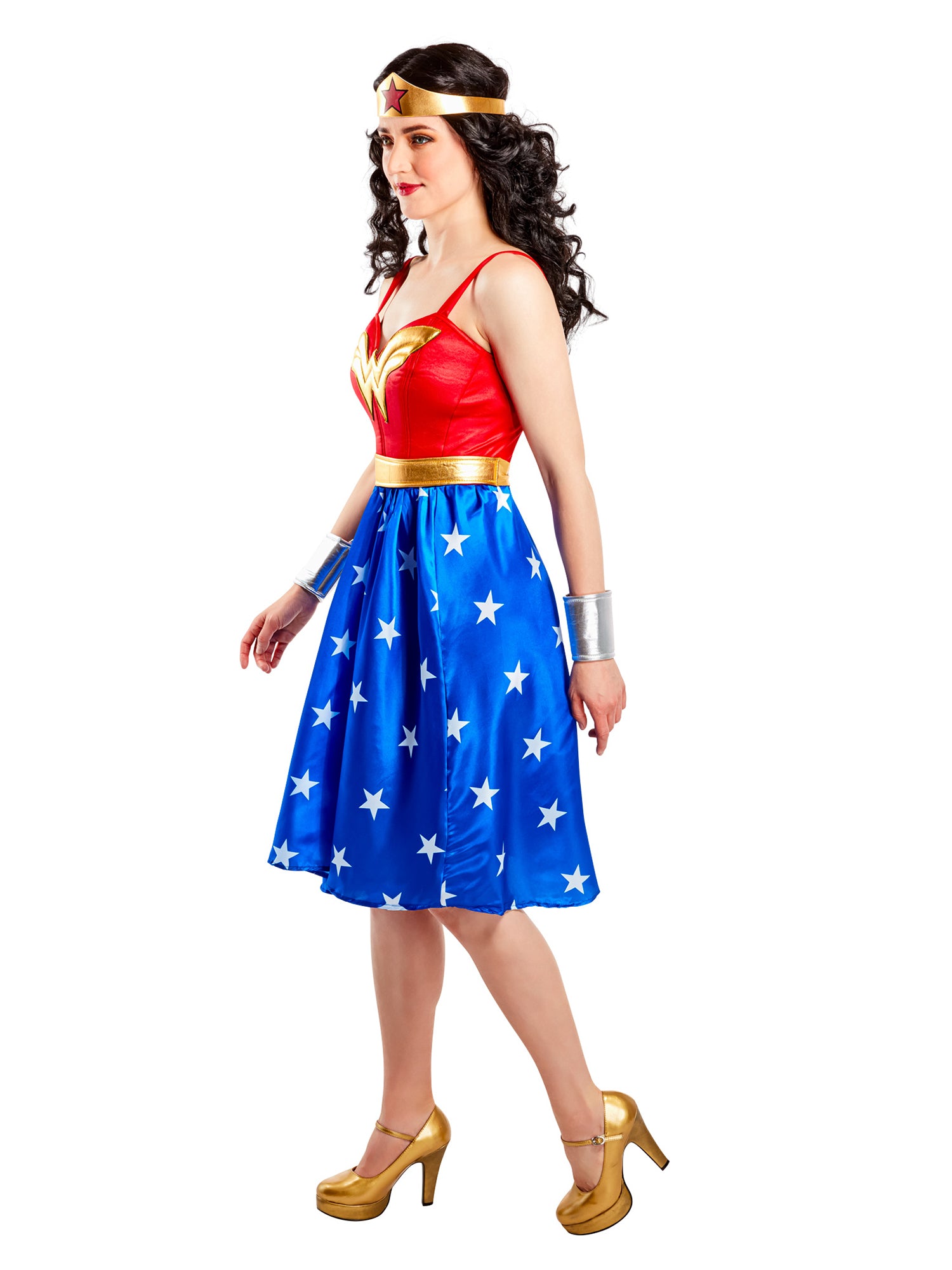 wonder woman in a blue dress Women's DC Comics Wonder Woman Midi Dress Costume