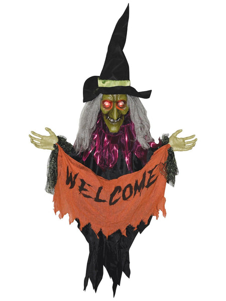 4.5 Foot Welcome Witch Banner Light Up Animated Prop