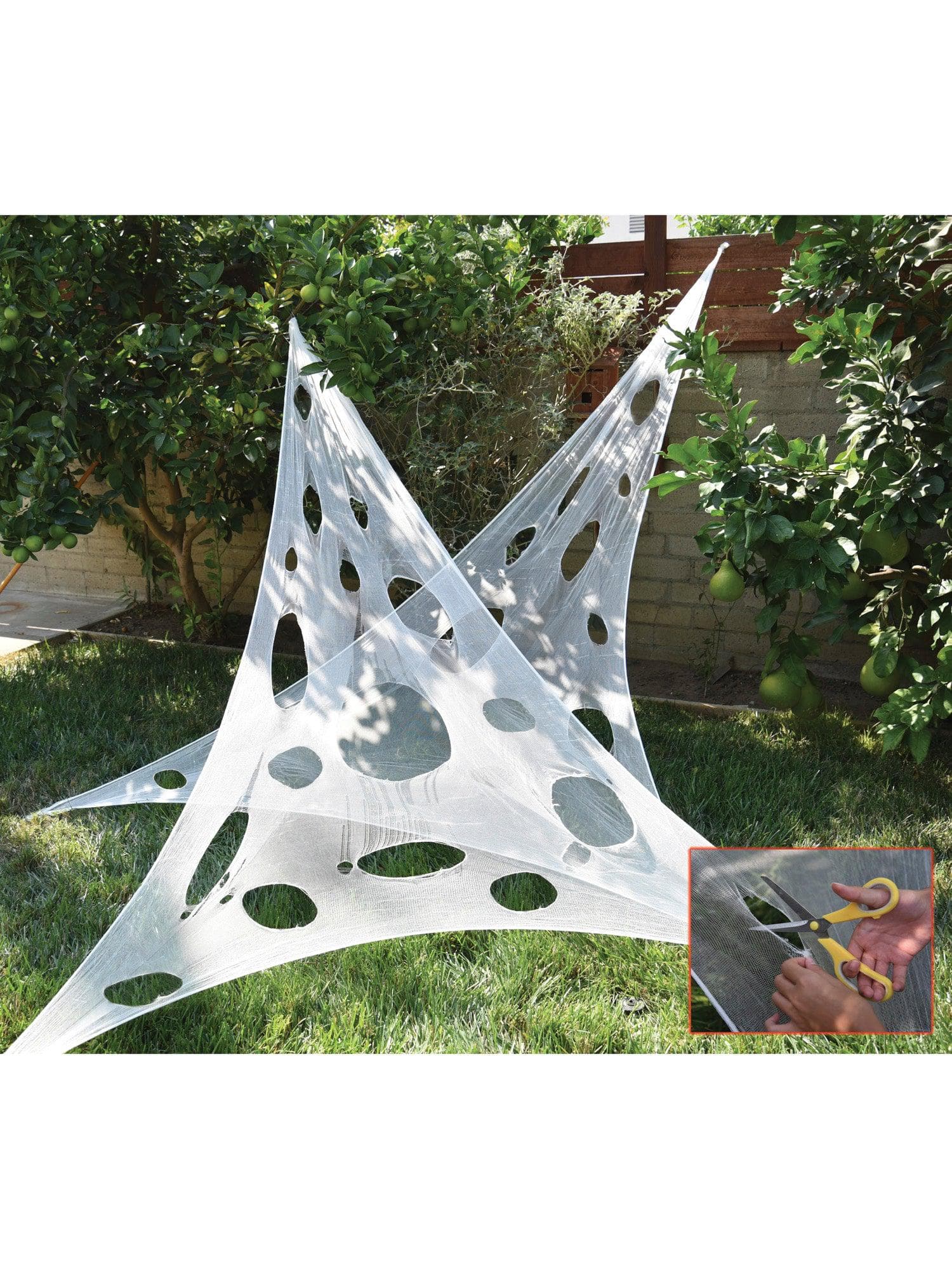 16 Foot White Customizable Elastic Spider Web Yard Decor - costumes.com