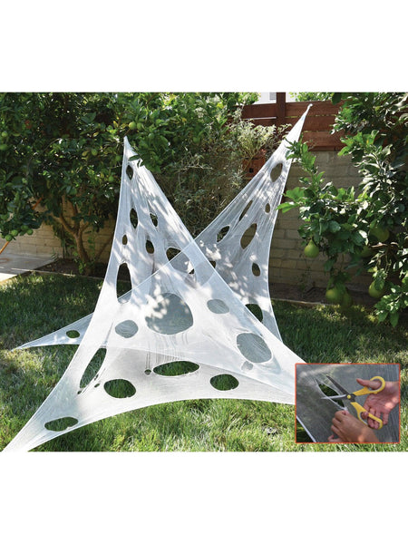 16 Foot White Customizable Elastic Spider Web Yard Decor