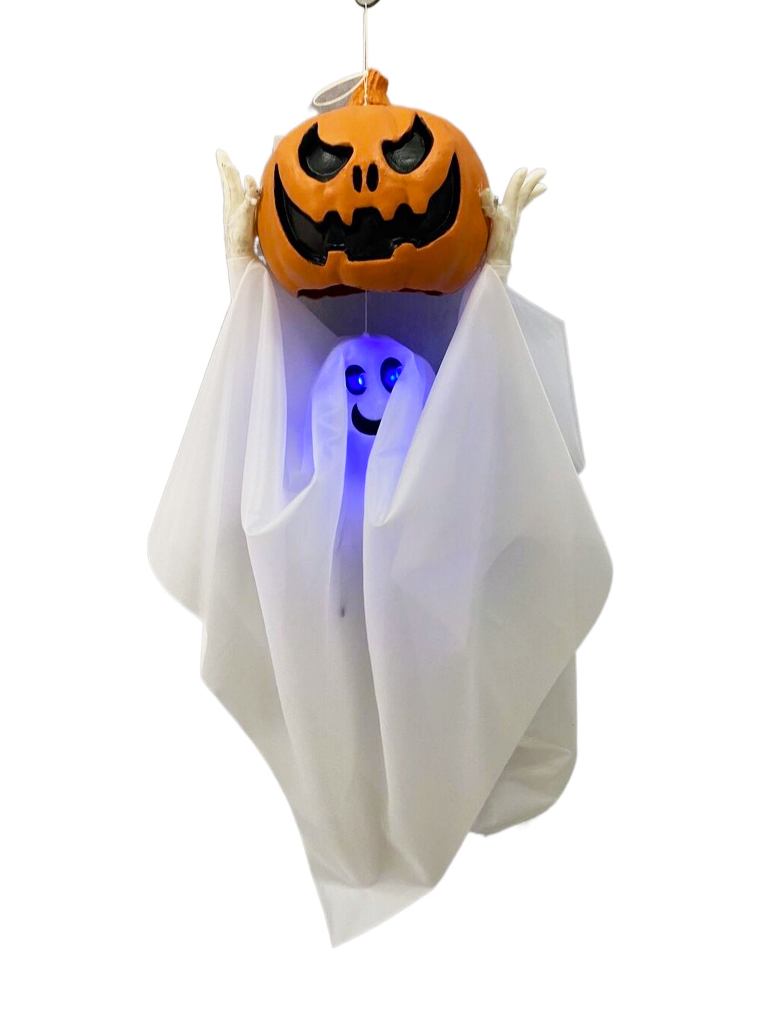 35-inch Ghost and Jack-O-Lantern Animated Hanging Decoration - costumes.com