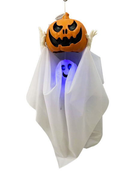 35-inch Ghost and Jack-O-Lantern Animated Hanging Decoration